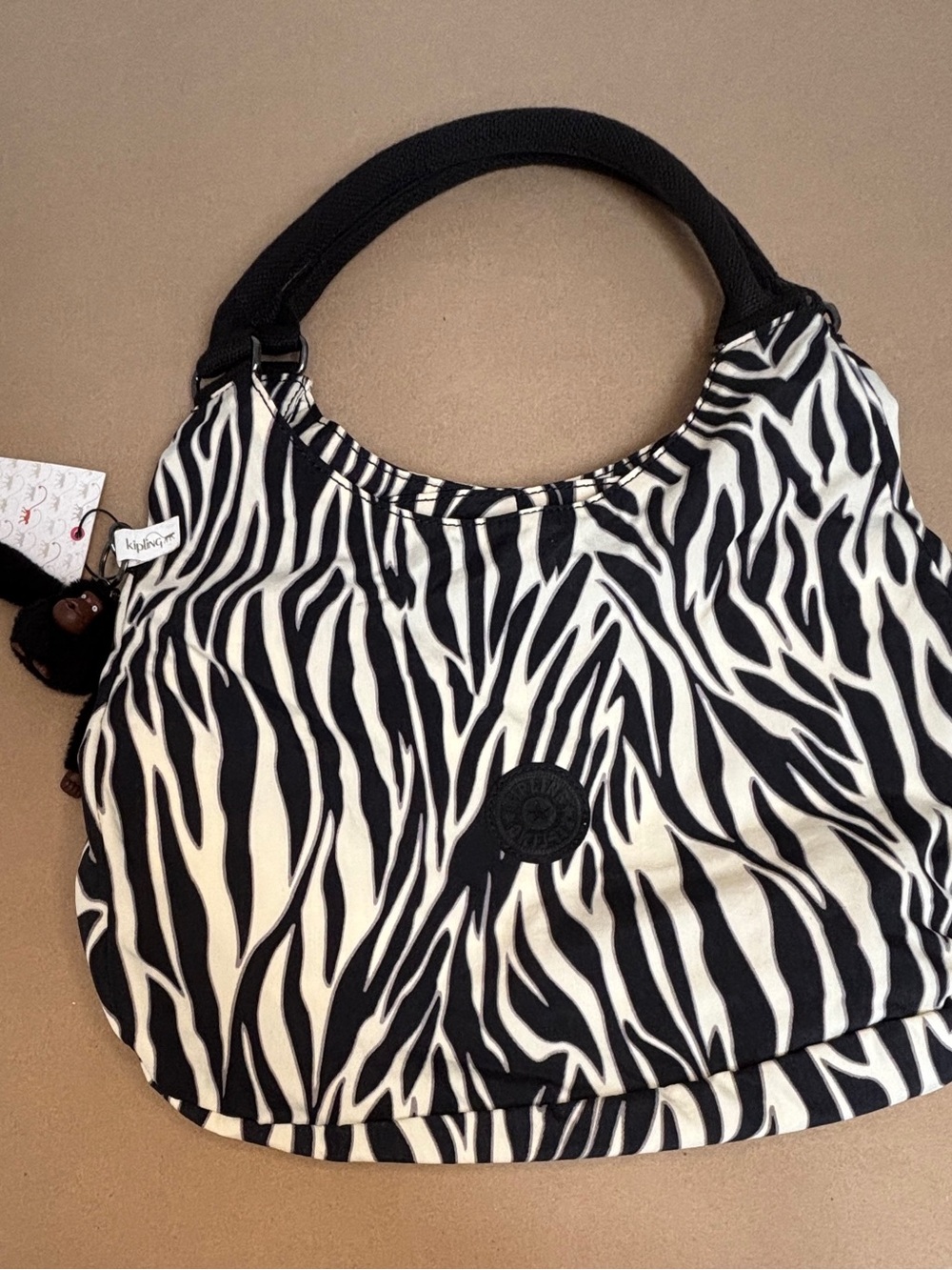 Kipling Black & White Zebra-Print Shoulder Bag